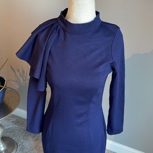 SLATE & WILLOW Dress Ruffled Sleeve Navy Large(see measurements)